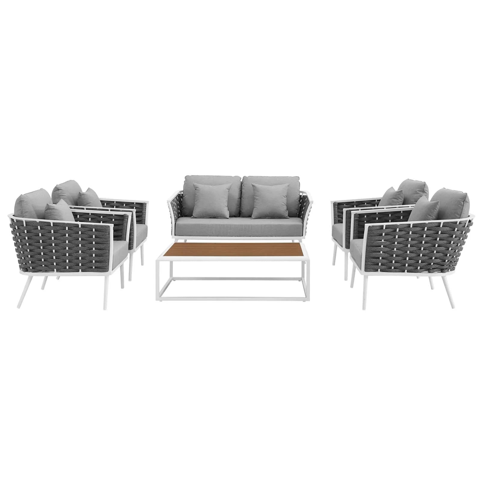 White Gray 6 Piece Outdoor Aluminum Sectional Sofa Set R8218