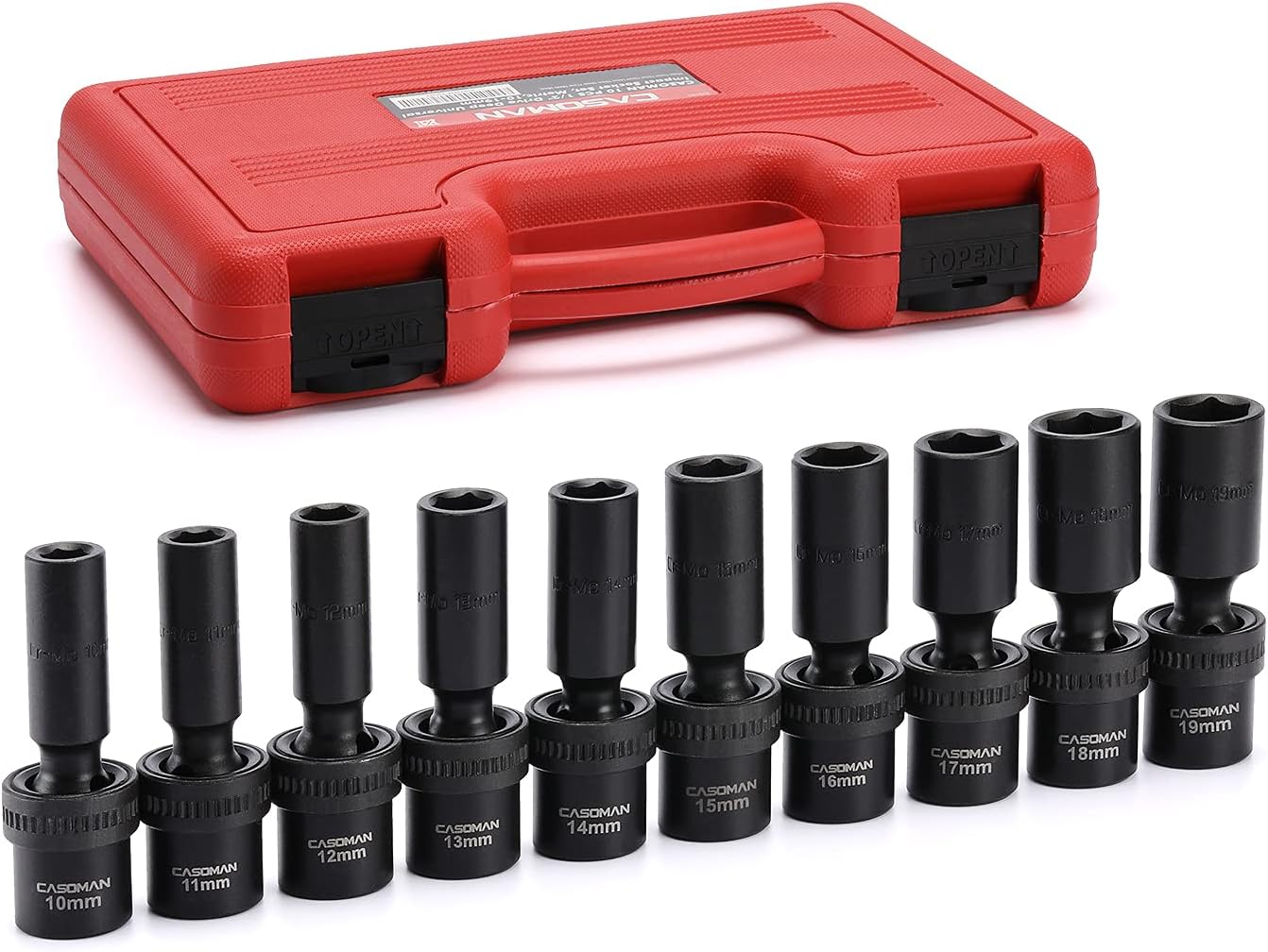 15 PCS 3/8 Drive Shallow Universal Impact Socket Set, 6 Point, Metric, 8-22mm W827