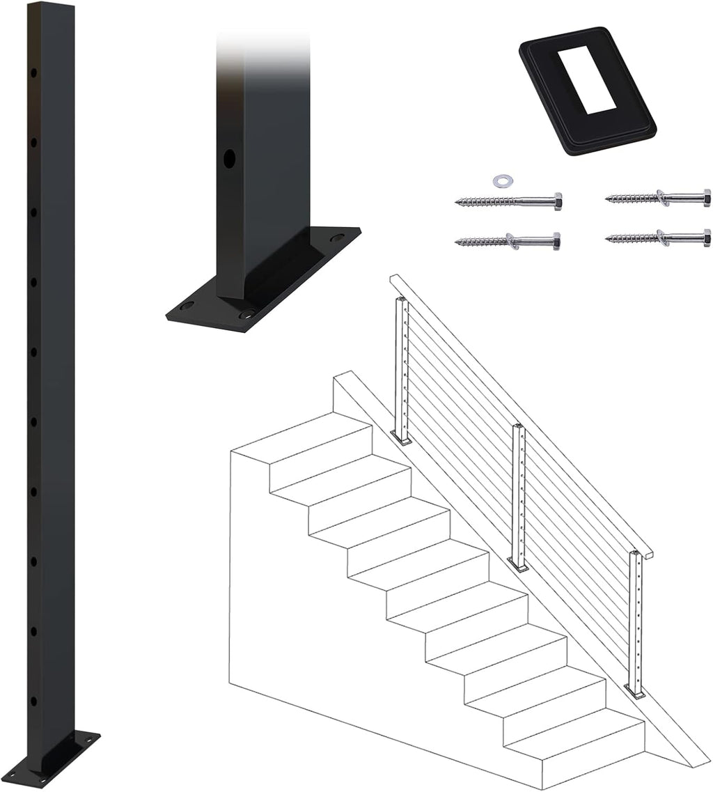 36x1x2 Rectangle Stainless Steel Cable Railing Post M261