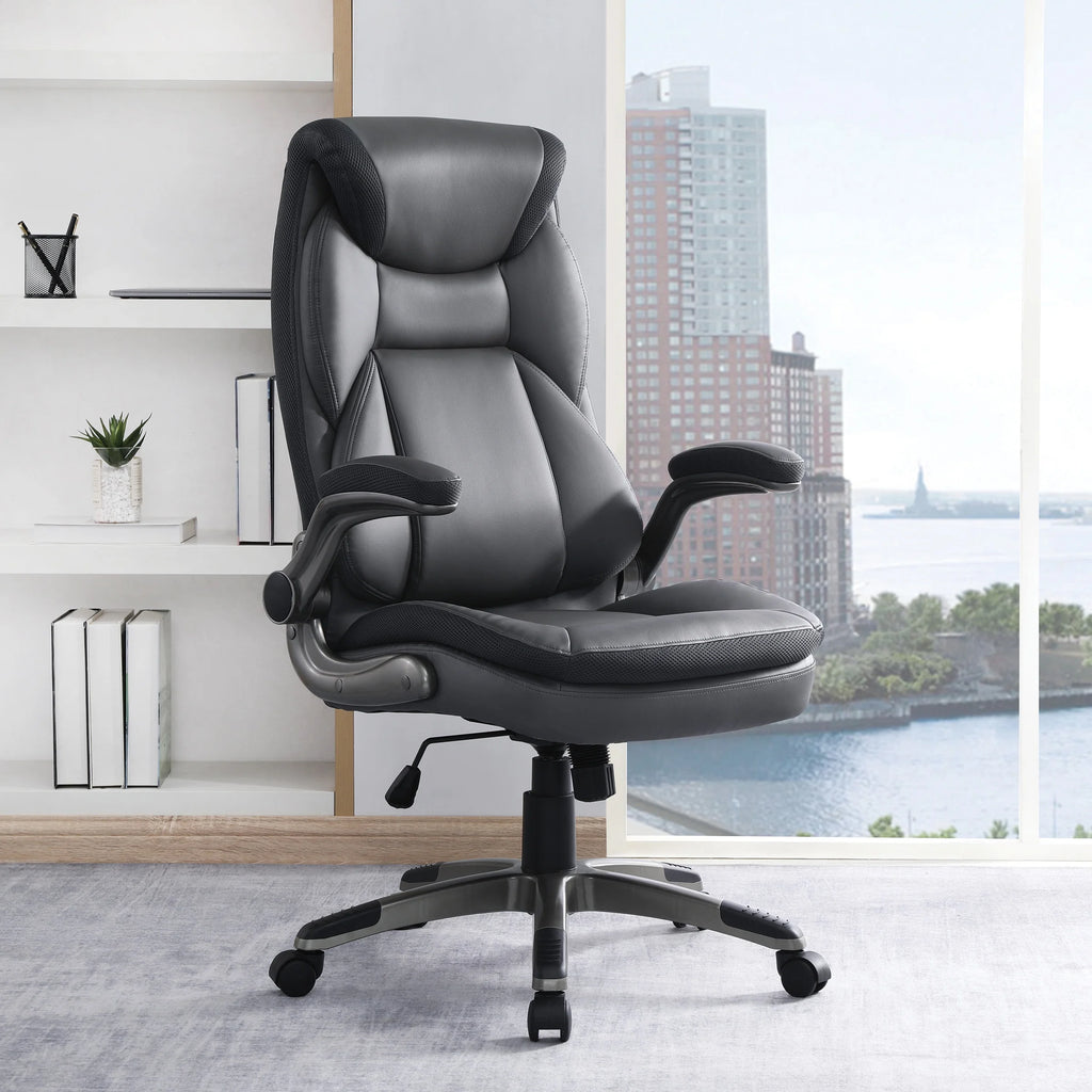 Charcoal Bonded Leather Chair with Nylon Base T539