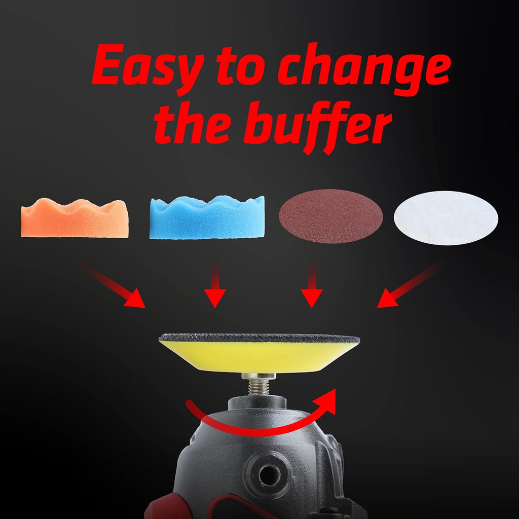 12V Cordless Buffer Polisher Variable Speed 2.0Ah Battery 0-2800/8300 RPM Mini Buffer C56869