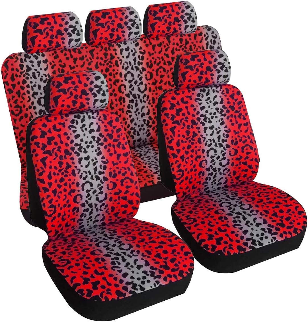 Pink Leopard Animal Print Car Seat Covers Full Set G9763