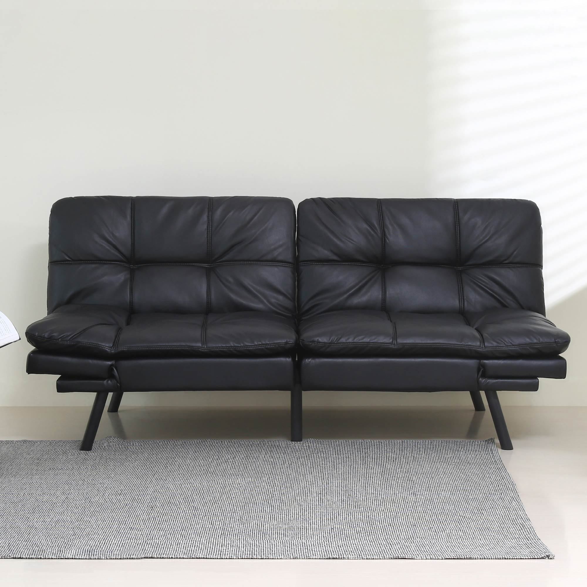Black Convertible Memory Foam Futon Sofa Bed B298