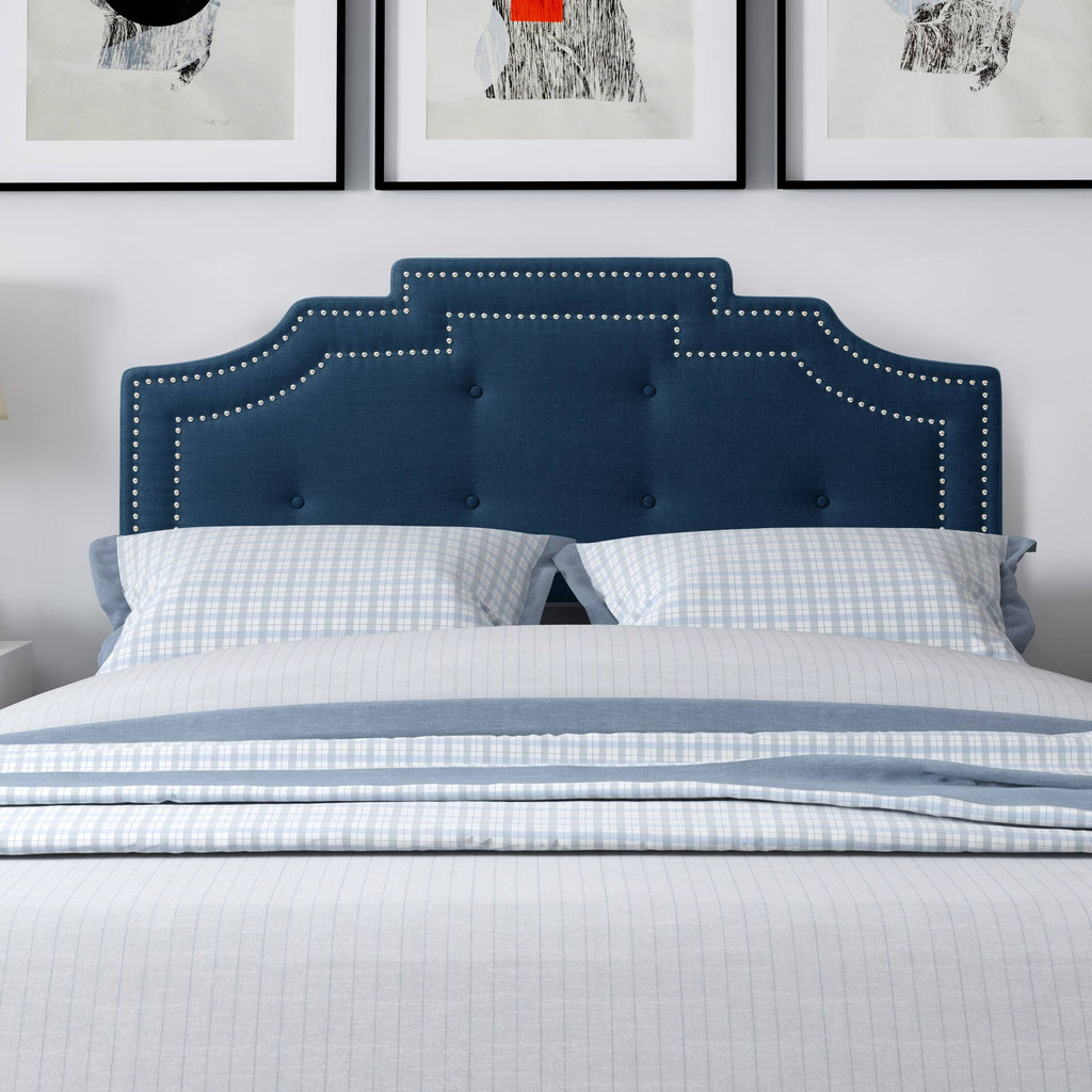 Navy Blue Button Tufted Headboard O1056