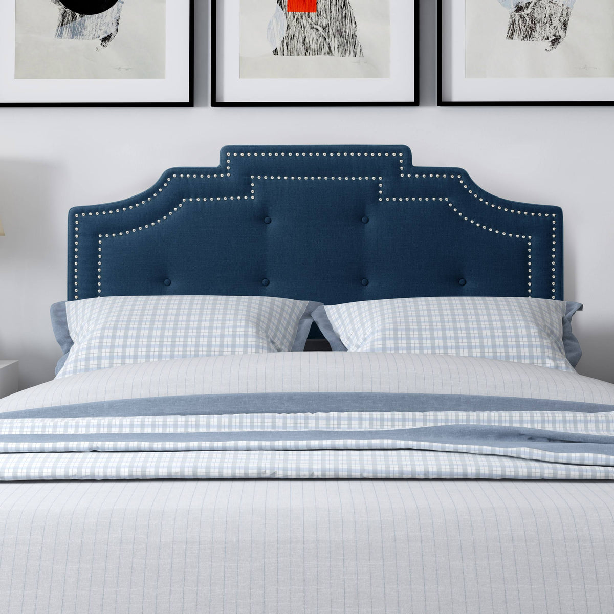 Navy Blue Button Tufted Headboard O1056