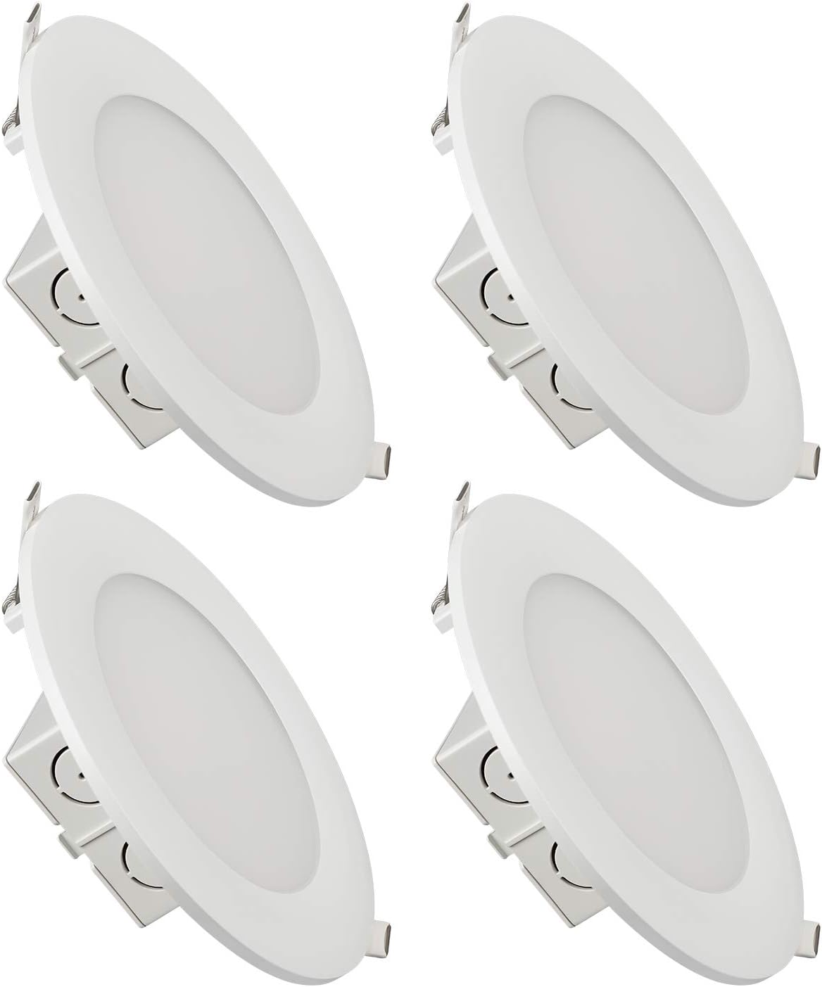 6 Inch Slim Recessed LED Light, Canless Retrofit Integrated Junction Box, 15W 1000lm, 5000K Daylight Dimmable Downlight, Airtight, Pack of 4 M6101