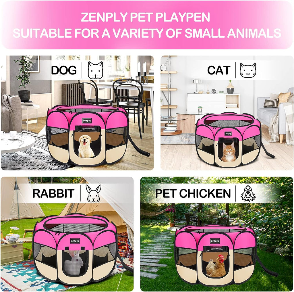 Portable Pet Playpen Foldable Pop Up Kennel Tent Crate with Shade Ventilation Mesh Q8678