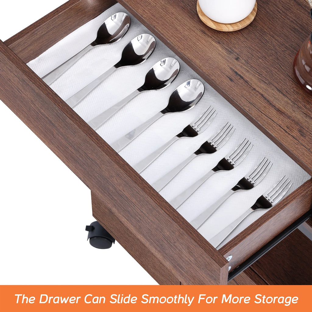 Rolling Kitchen Island with Storage Cabinet and Open Shelf H97531
