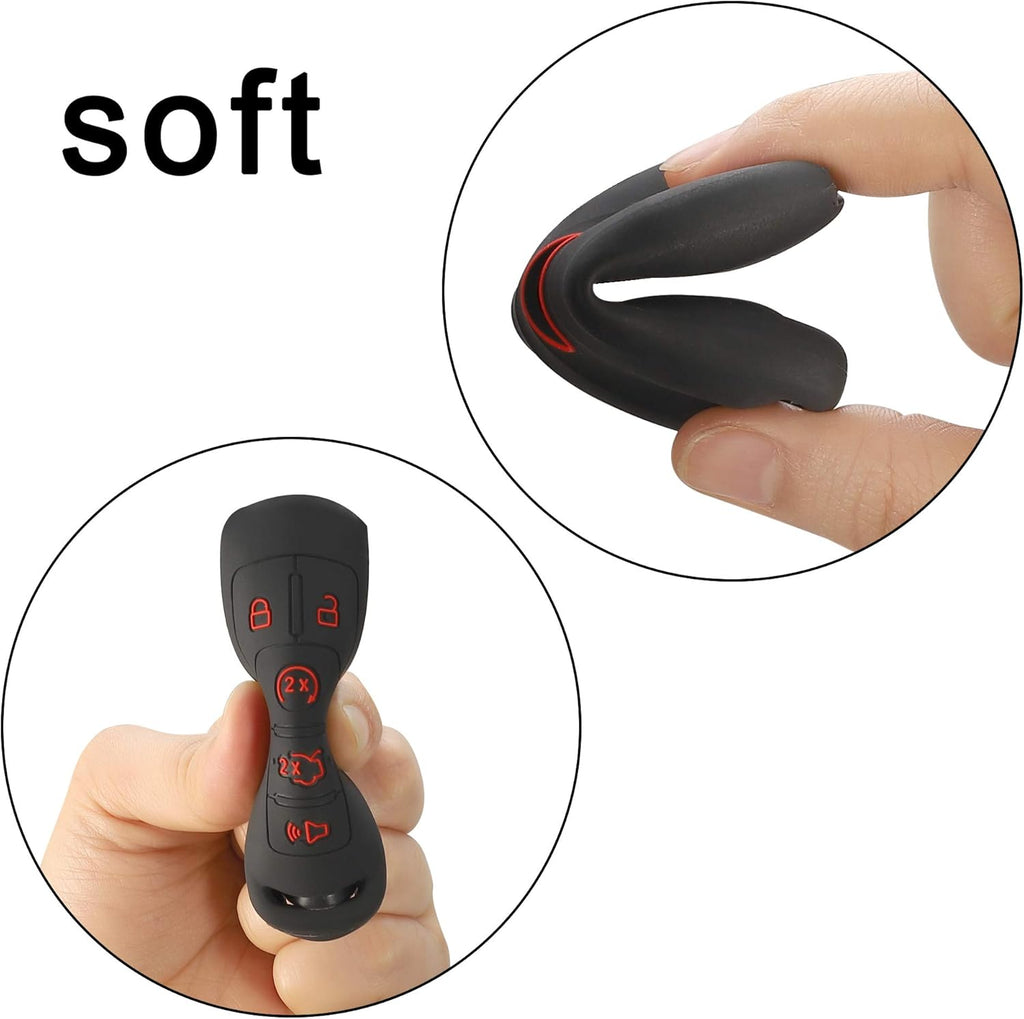 2Pcs Silicone Smart Key Fobs Remote Covers Case (Black) A9853