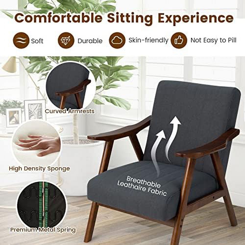 Mid-Century Modern Accent Chair Set of 2 Upholstered Lounge Chair with Arms Wooden Frame Z919264