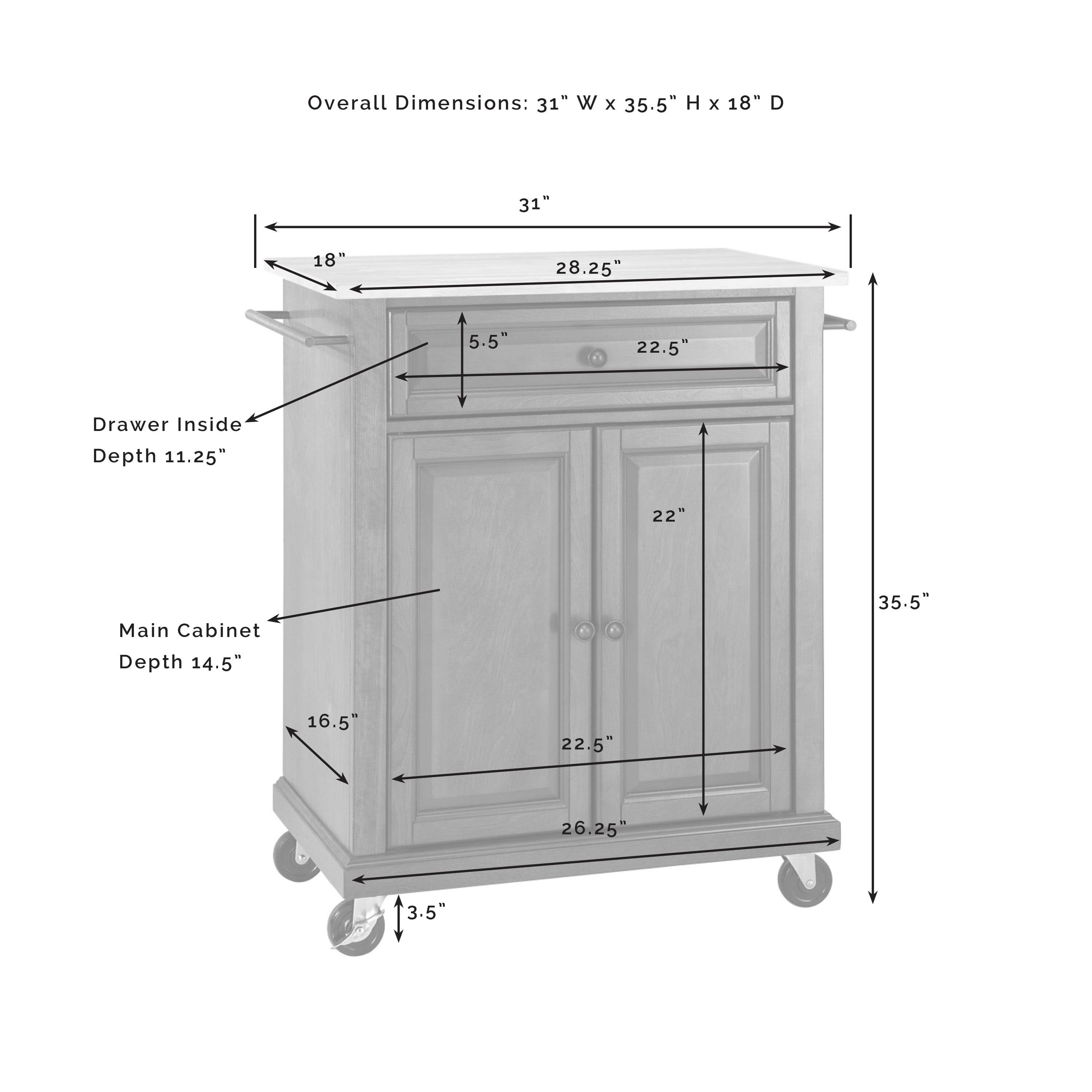 Cherry Granite Top Kitchen Cart Y846240