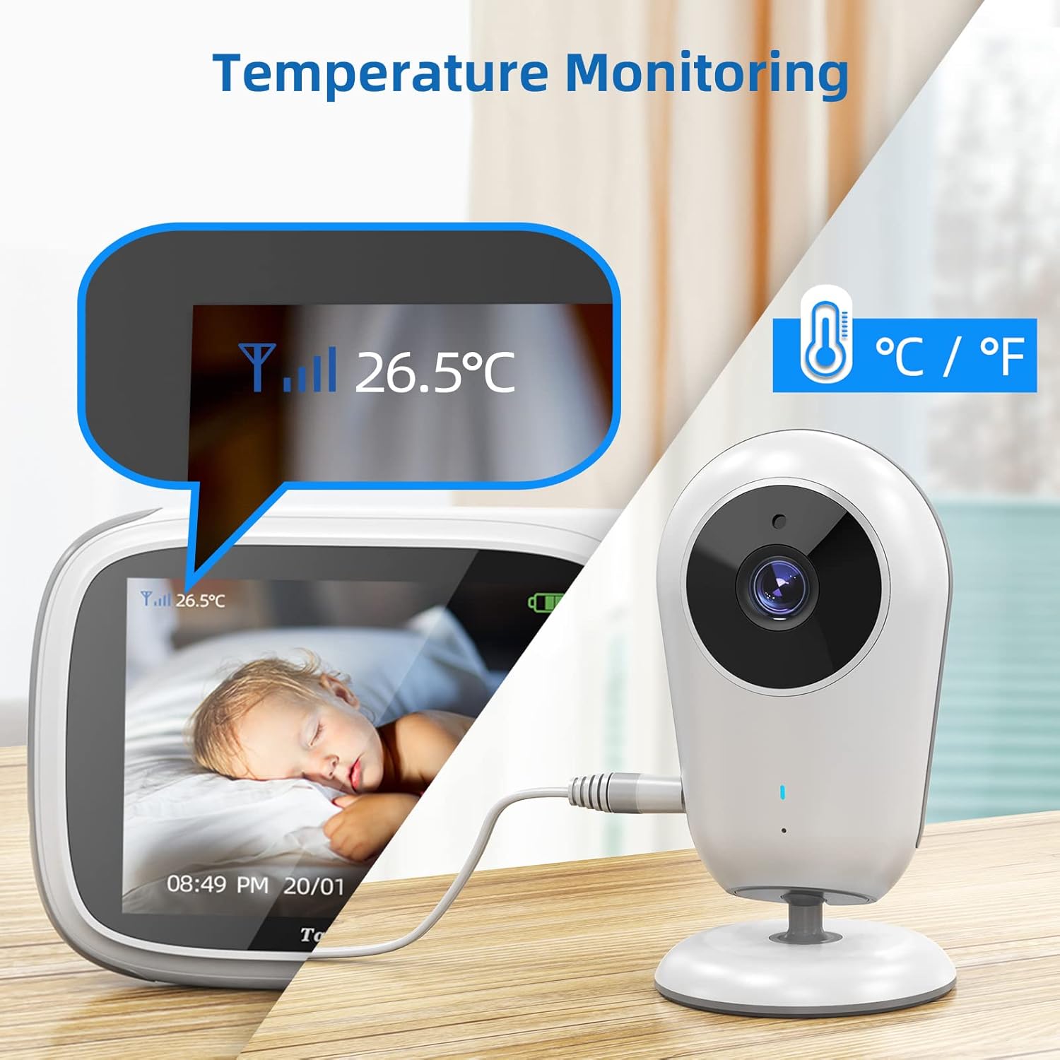 Video Baby Camera Monitor with Night Vision, 2 Way Audio, Pack of 2 J342883