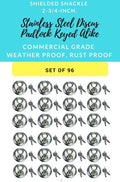 Set of 96 Round Disc Padlocks Keyed Alike 70mm Stainless Steel P319287