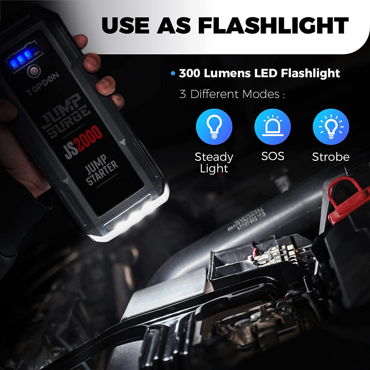 12V 2000A Peak Portable Jump Starter for 8L Gas/6L Diesel Engines X621