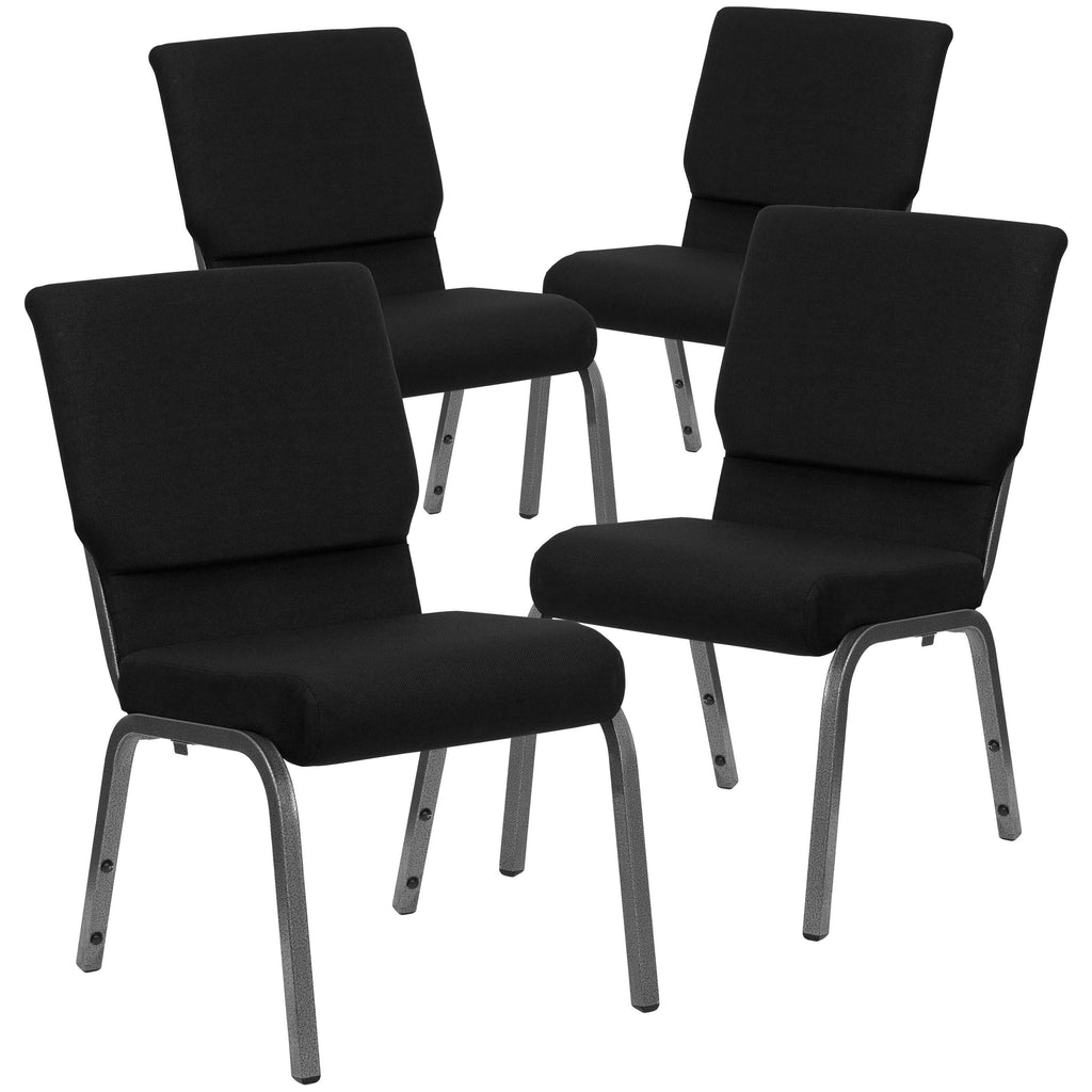 4pk 18.5 inch Navy Blue Fabric Stacking Church Chair J92678