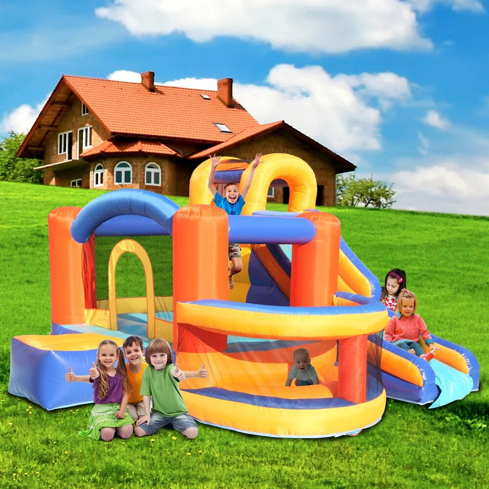Inflatable Bounce House Slide Bouncer with Basketball Hoop, Climbing Wall M137