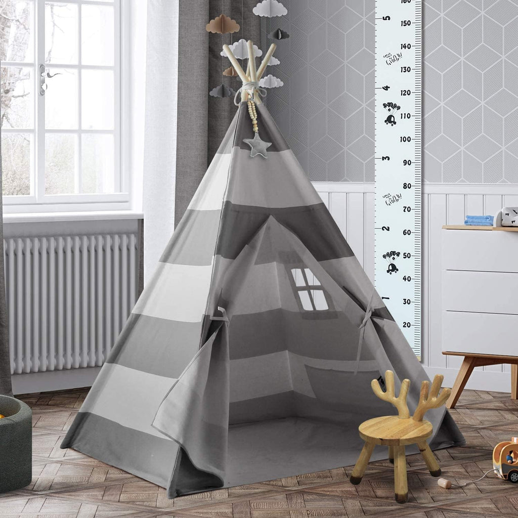 Grey Chevron Kids Teepee Tent with Floor & Carry Case V58543