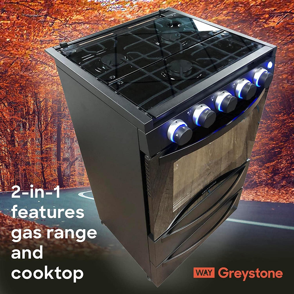 12 Volt 21 Inch Black RV Gas Range and Cooktop C905230