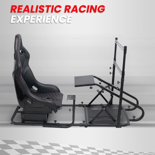 Racing Simulator Cockpit with Monitor Mount and Bucket Seat L9290