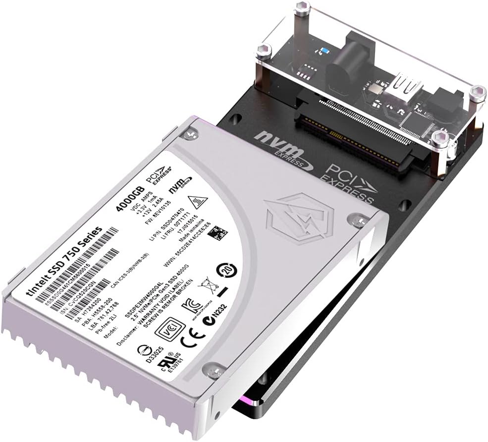 U.2 PCIe NVMe Hard Drive Enclosure with USB3.2 10Gbps Converter Docking Station K1789