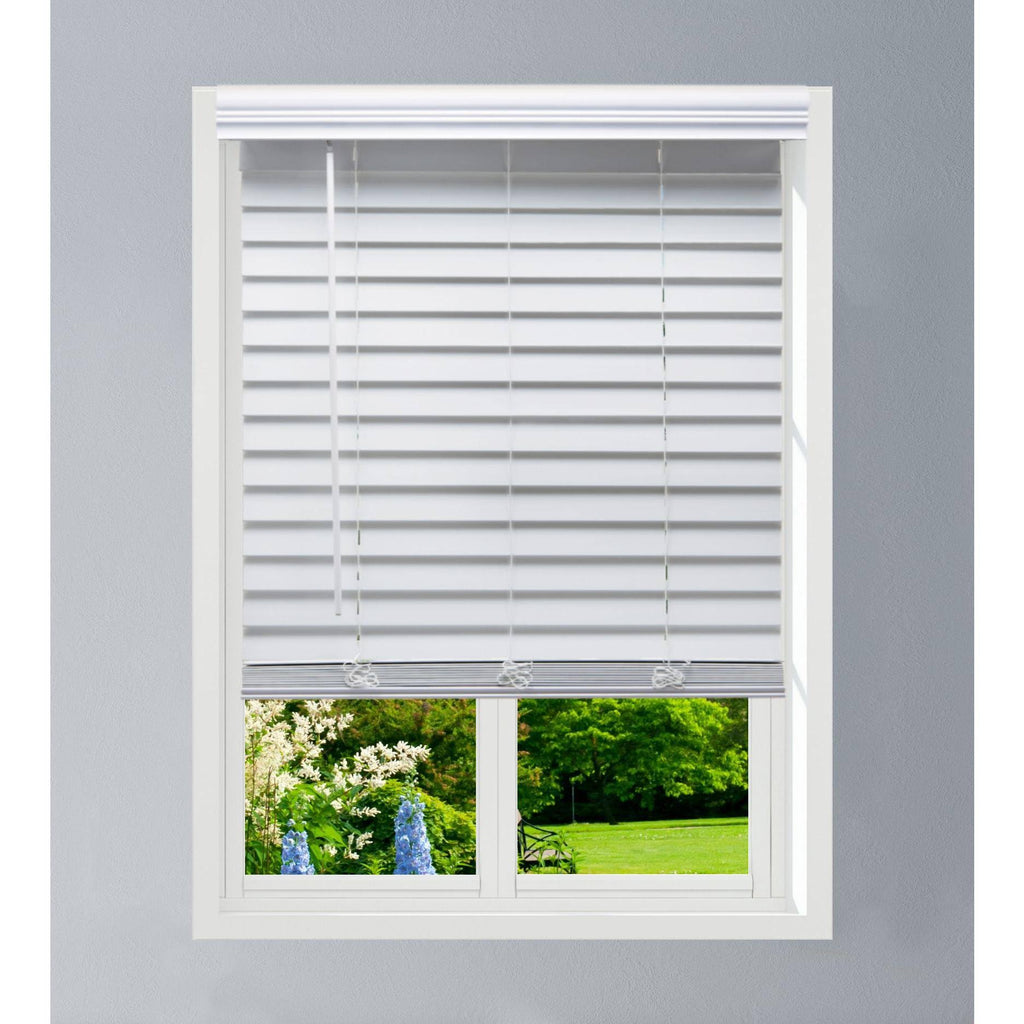 White 68.5 W x 60 H Faux Wood Blinds T1219