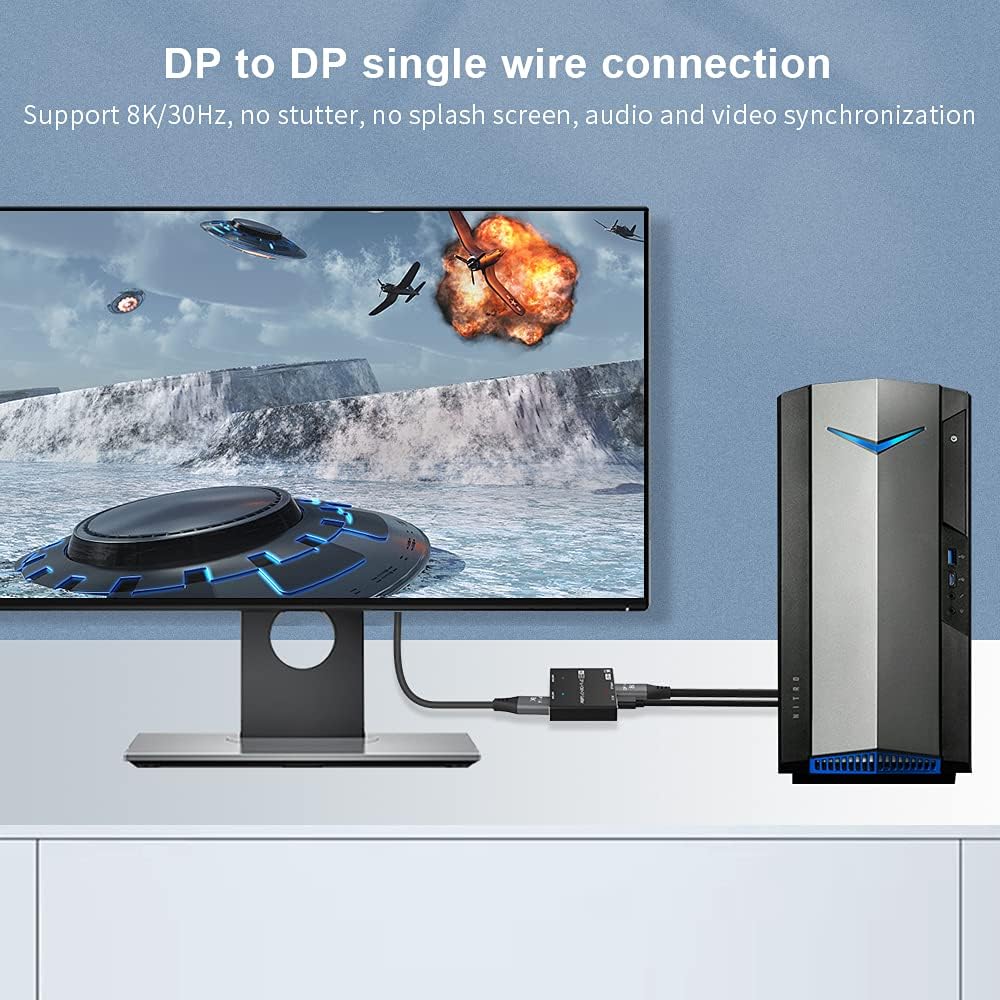 DisplayPort HDMI Splitter 8K MST SST 1In 2Out Directional DP 1.4 Converter Switch I58394