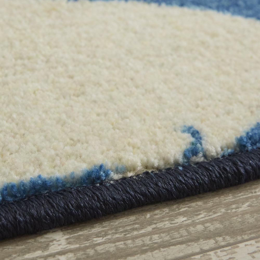 Navy Blue & Orange Precision Printed Area Rug L236