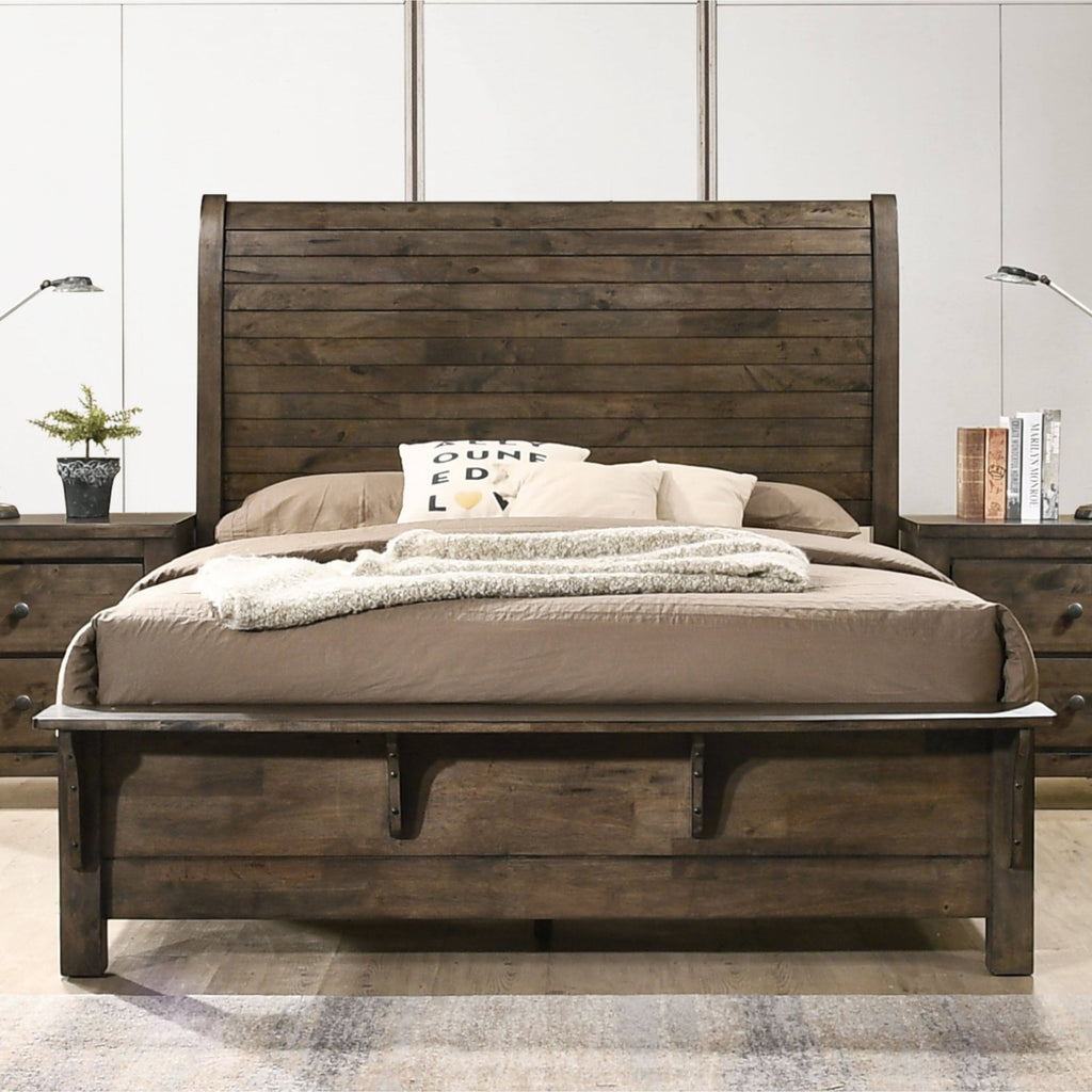 Grey-Brown Sleigh Bed Queen L39995