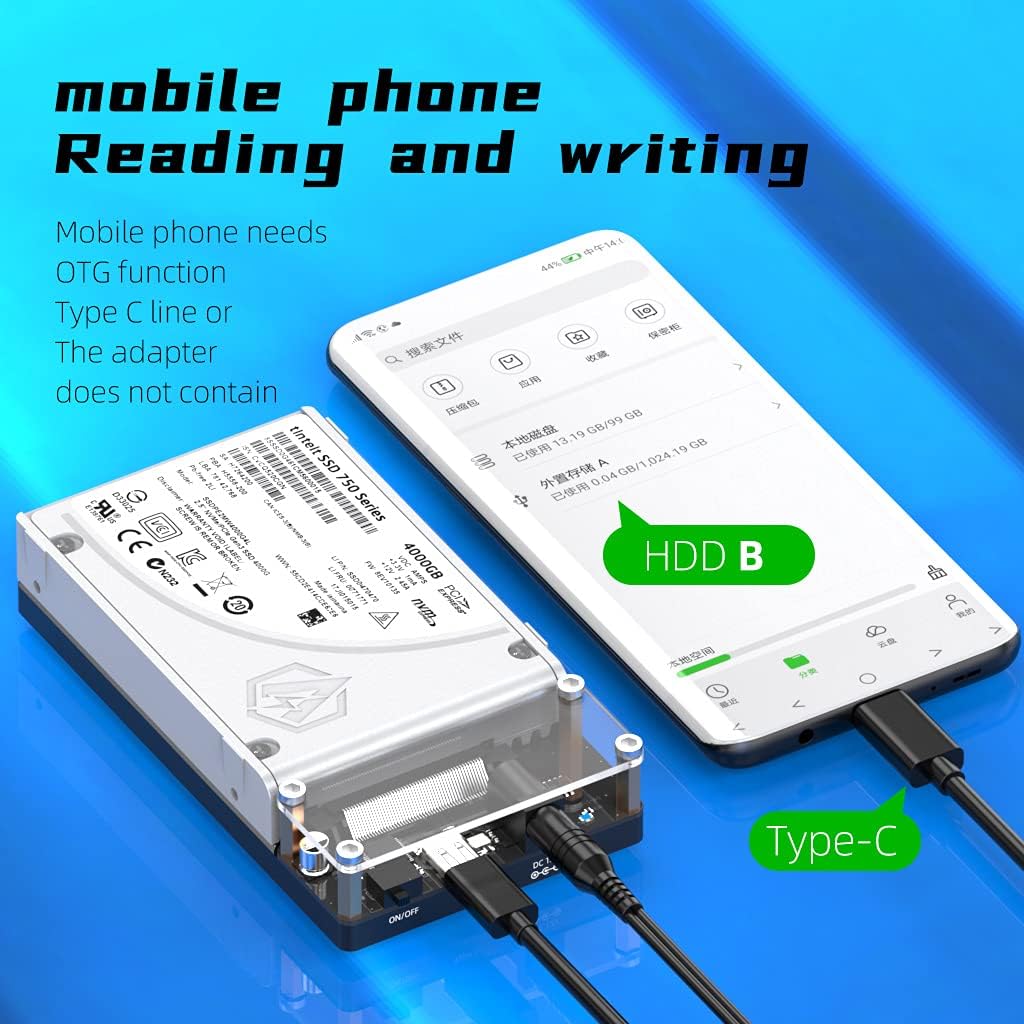 U.2 PCIe NVMe Hard Drive Enclosure with USB3.2 10Gbps Converter Docking Station K1789