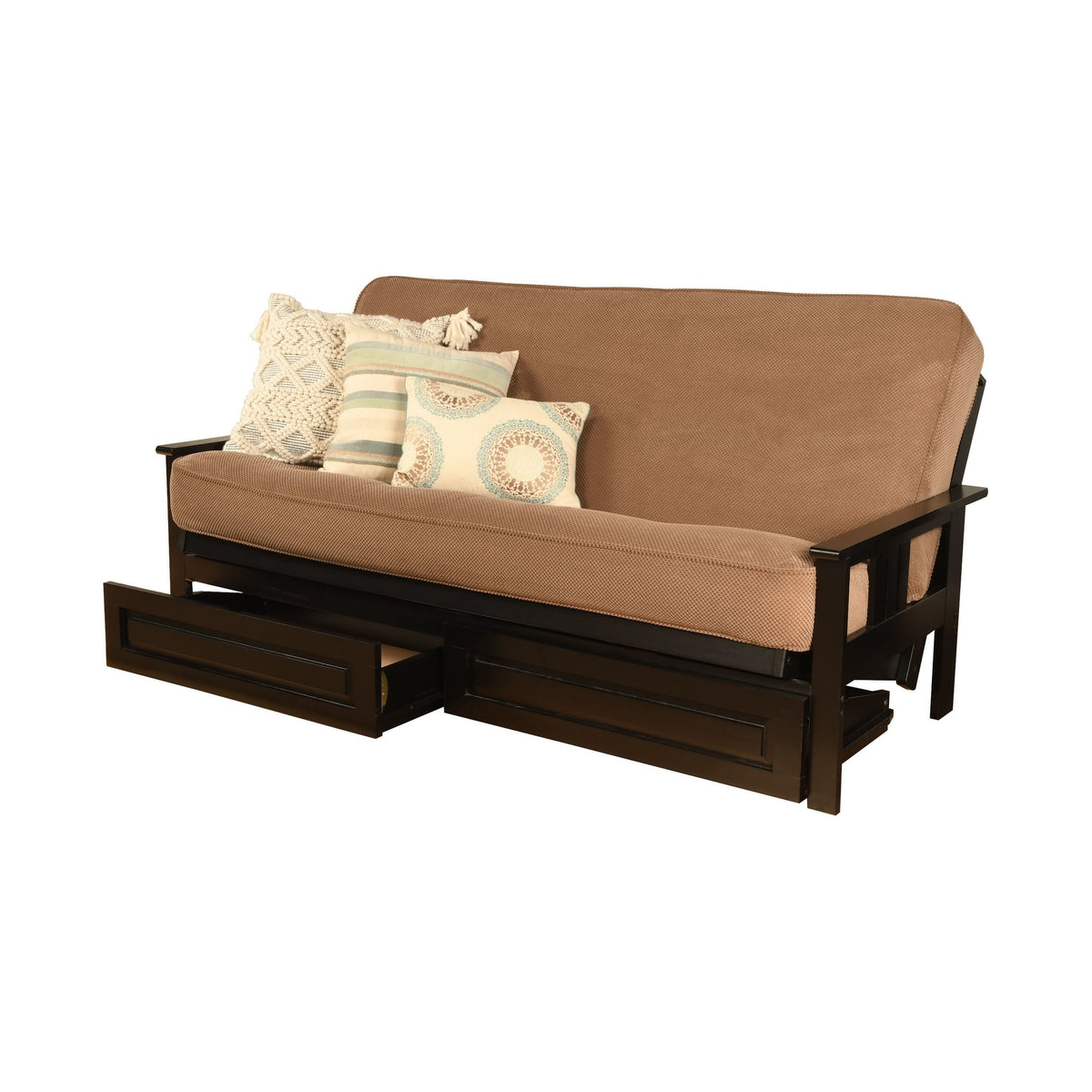 Black Finish Sofa with Storage and Removable Mattress Cover I369