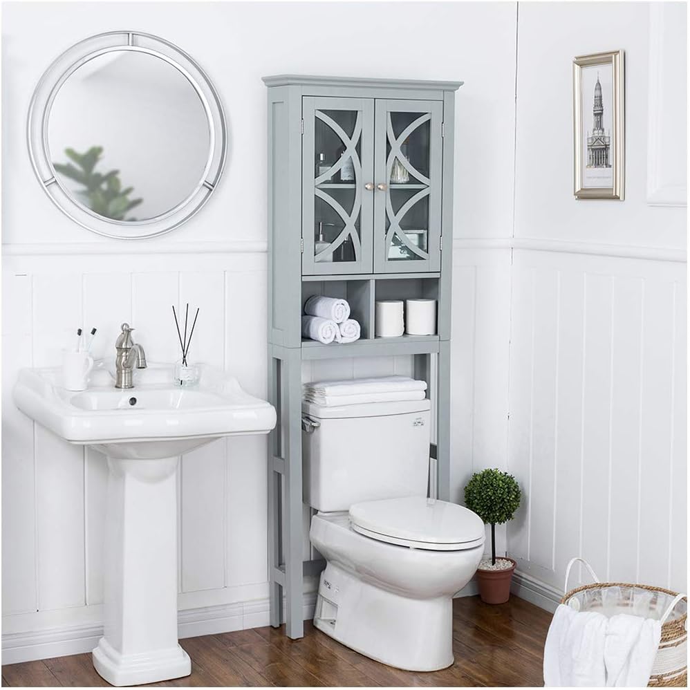 Grey Wooden Wall Storage Cabinet with Double Doors E97690