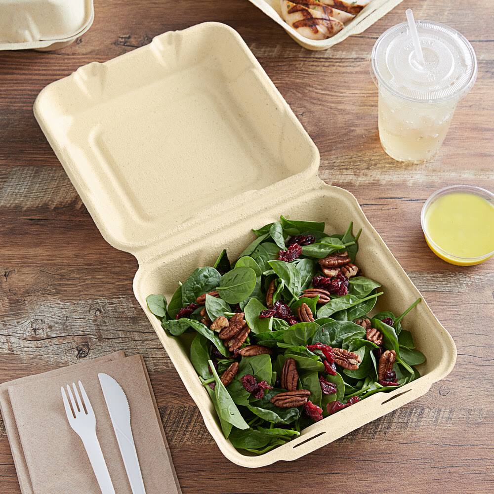 Greenware 9x22 x 9x22 1-Compartment Plant Fiber Blend Hinged Container - 200/Case I27043