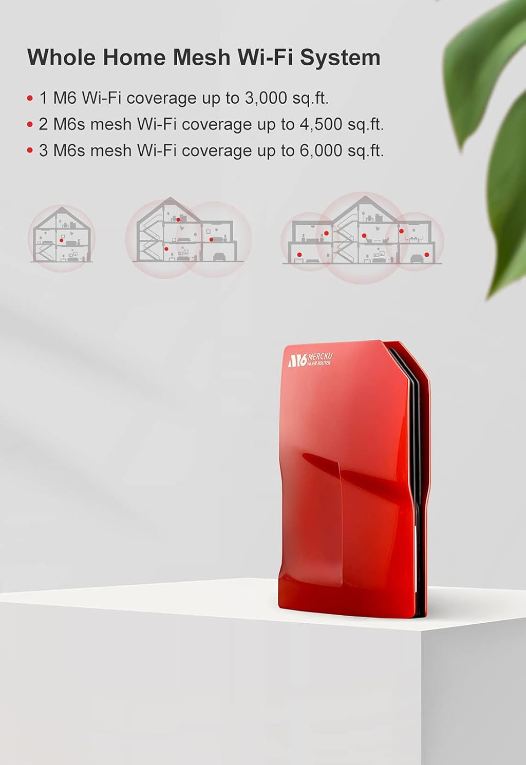 Maroon Red Dual-Band Gigabit Mesh Wi-Fi 6 Router J970089