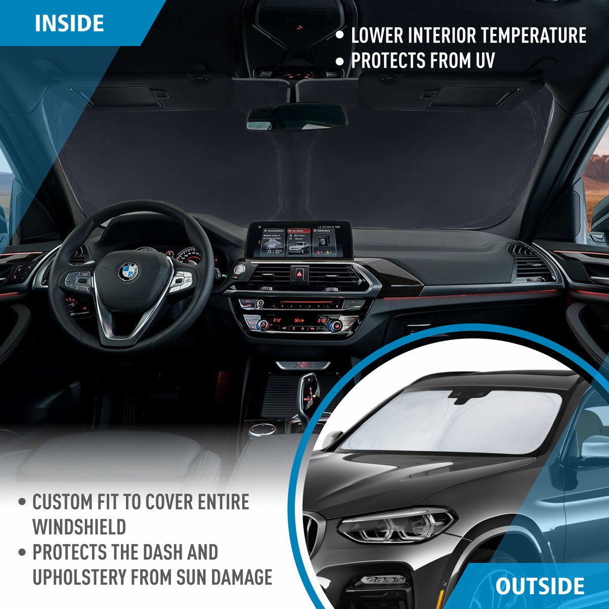 Windshield Sun Shade for BMW X3 2018-2024 W126290