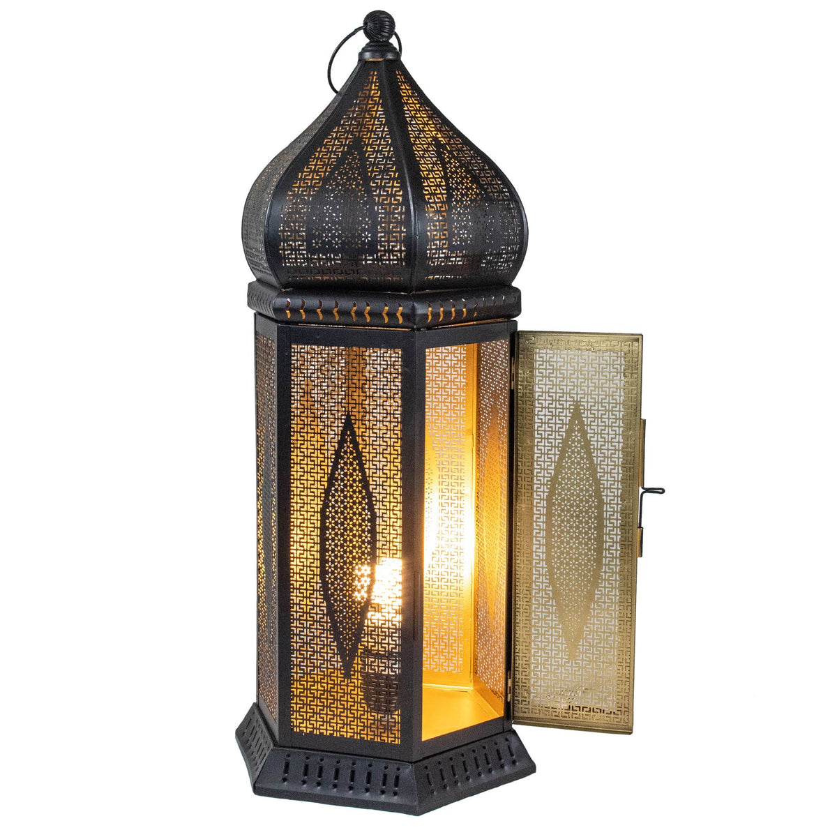 Black and Gold Table Lantern Lamp Q926255