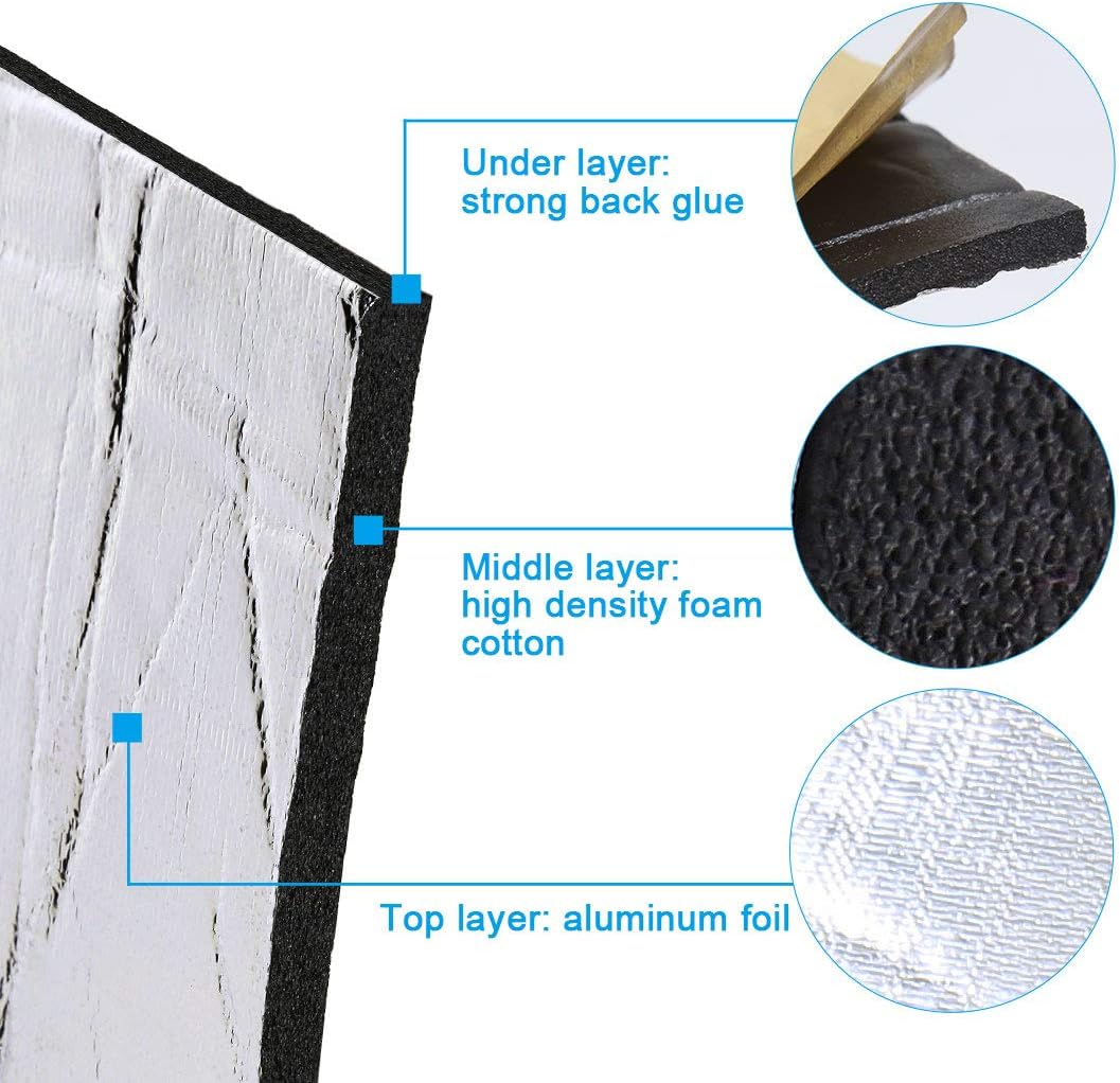 394mil 21.53sqft Heat Sound Deadener Insulation Mat 79 x 40 Pack of 2 Z241