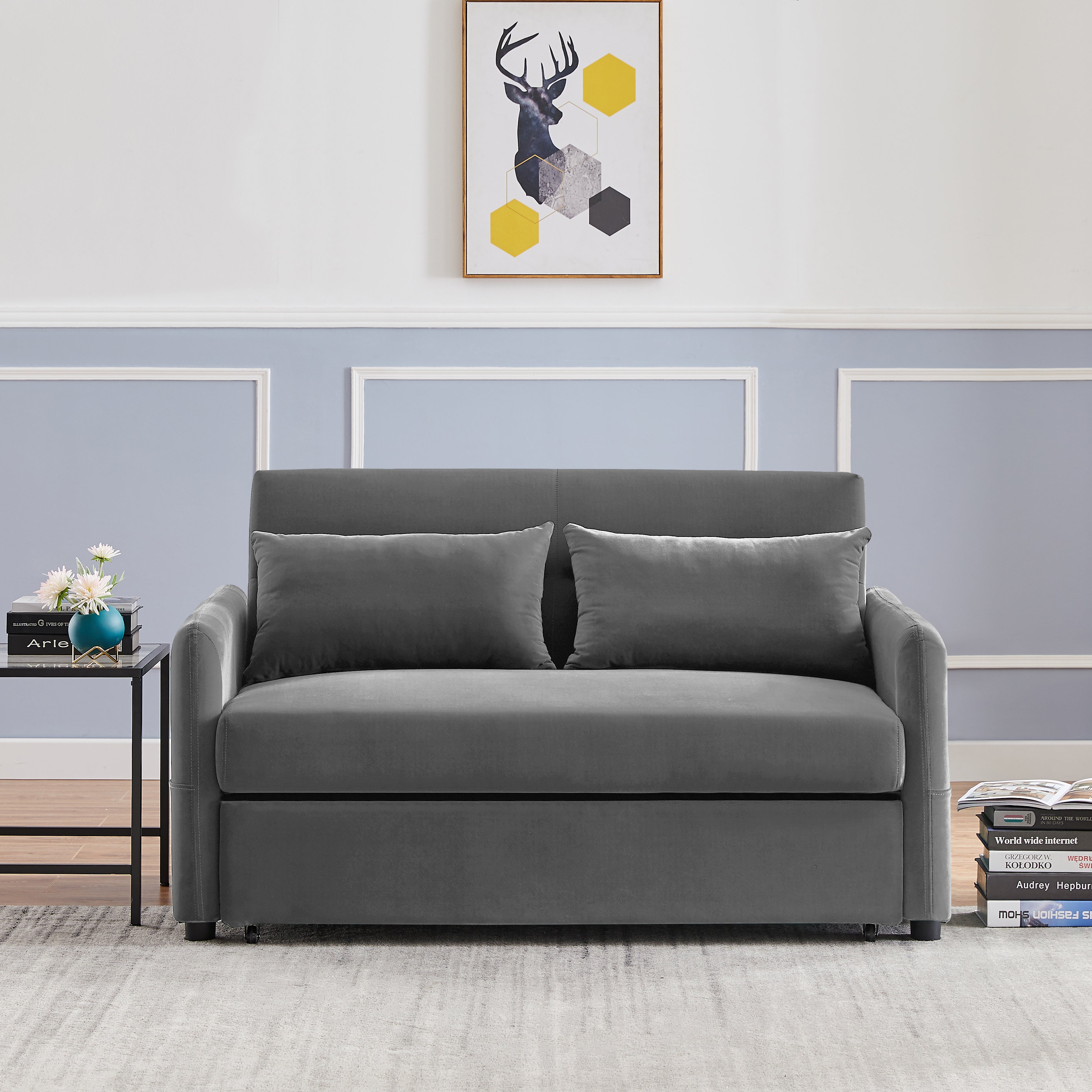 Convertible Velvet Loveseat Sofa H4445