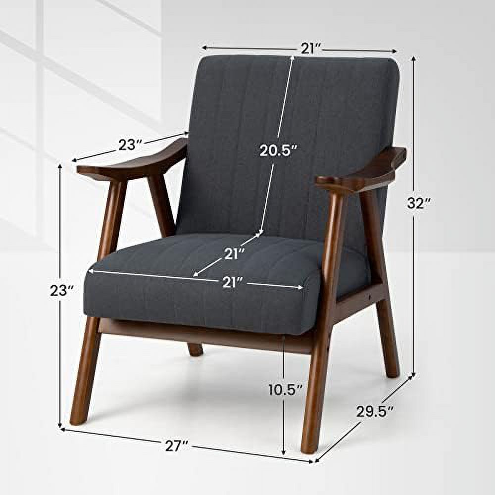 Mid-Century Modern Accent Chair Set of 2 Upholstered Lounge Chair with Arms Wooden Frame Z919264