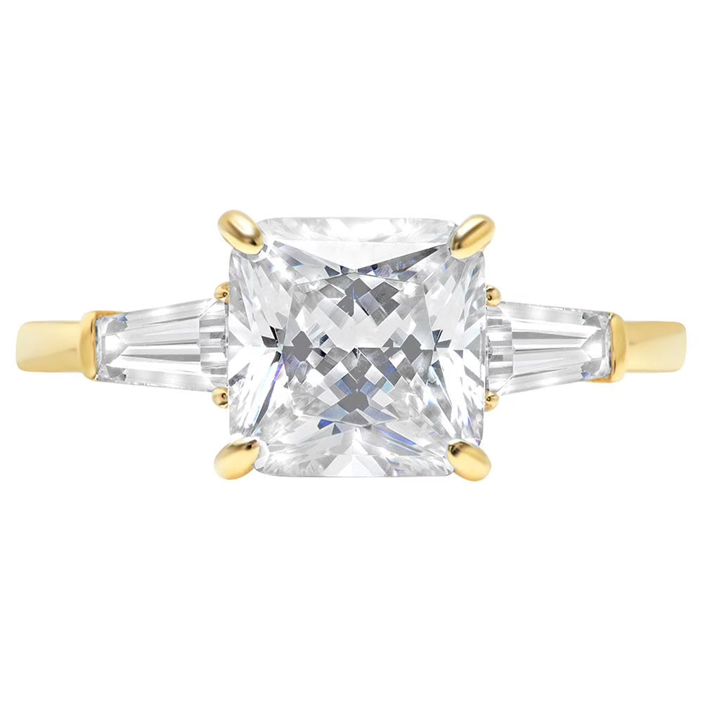 18K Yellow Gold Three-Stone Diamond Engagement Ring V719