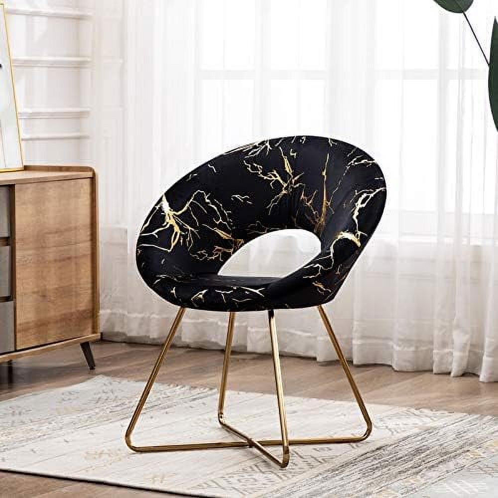 Khaki Velvet Upholstered Arm Chair with Golden Metal Frame Legs L5269