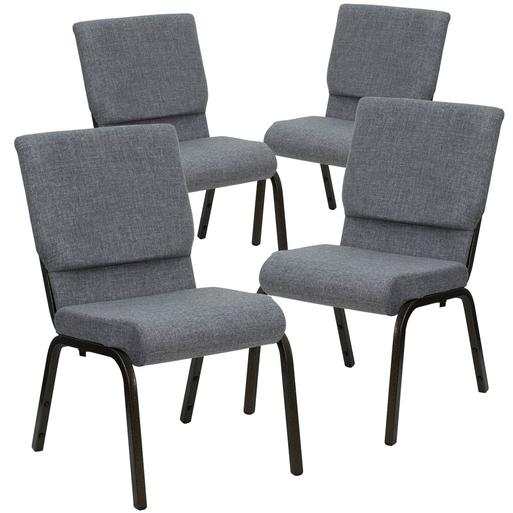 4pk 18.5 inch Navy Blue Fabric Stacking Church Chair J92678
