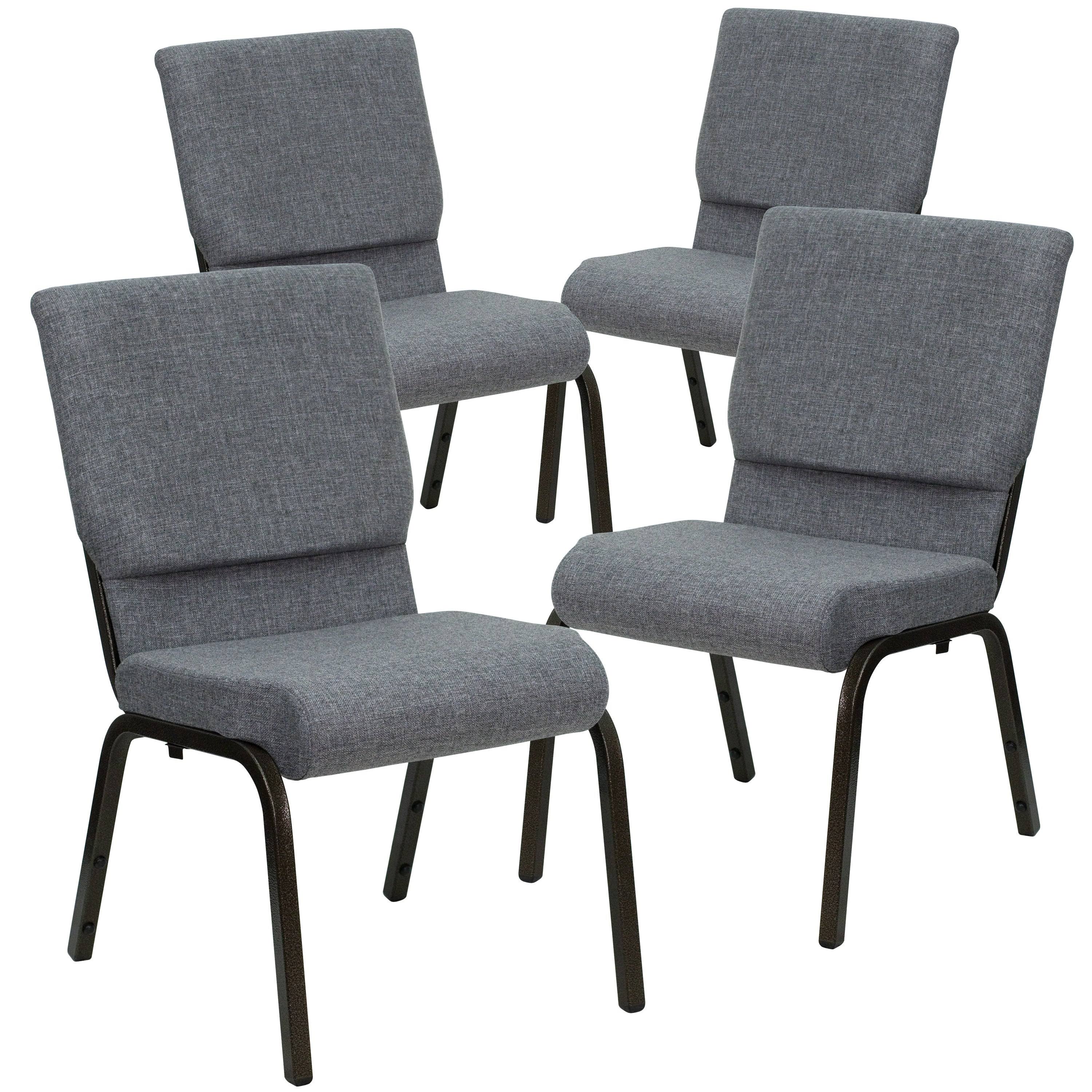4pk 18.5 inch Navy Blue Fabric Stacking Church Chair J92678