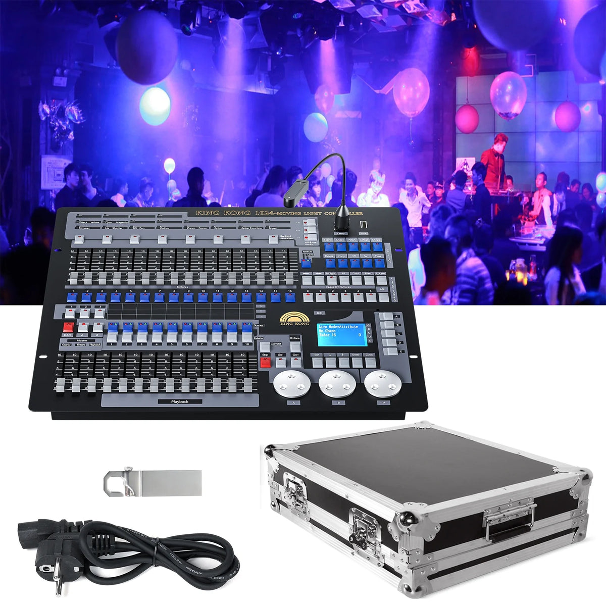 DJ Lighting Controller with Flightcase, Grand Console DMX and MIDI Operator 1024 Channel R778934