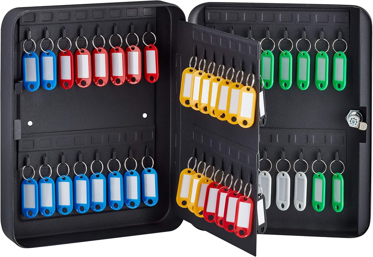 Key Cabinet with Key Lock, 60 Key Hooks & Tags, Wall Mount O483