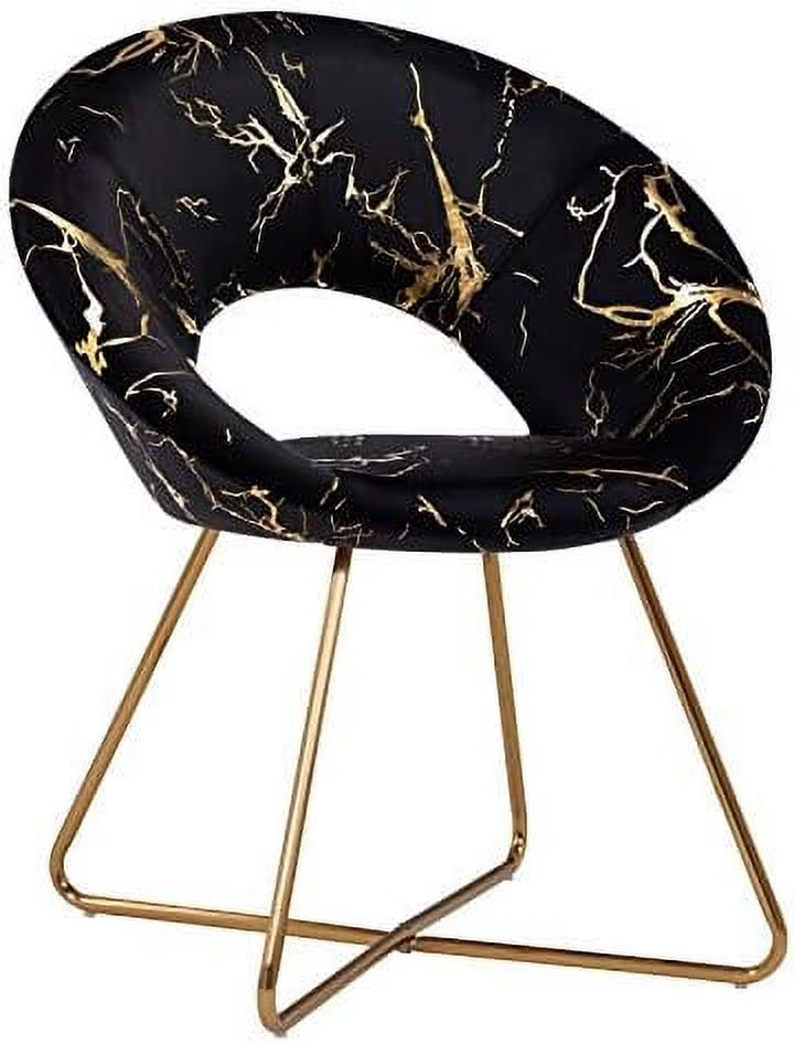 Khaki Velvet Upholstered Arm Chair with Golden Metal Frame Legs L5269