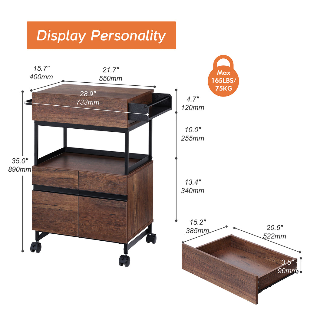 Rolling Kitchen Island with Storage Cabinet and Open Shelf H97531