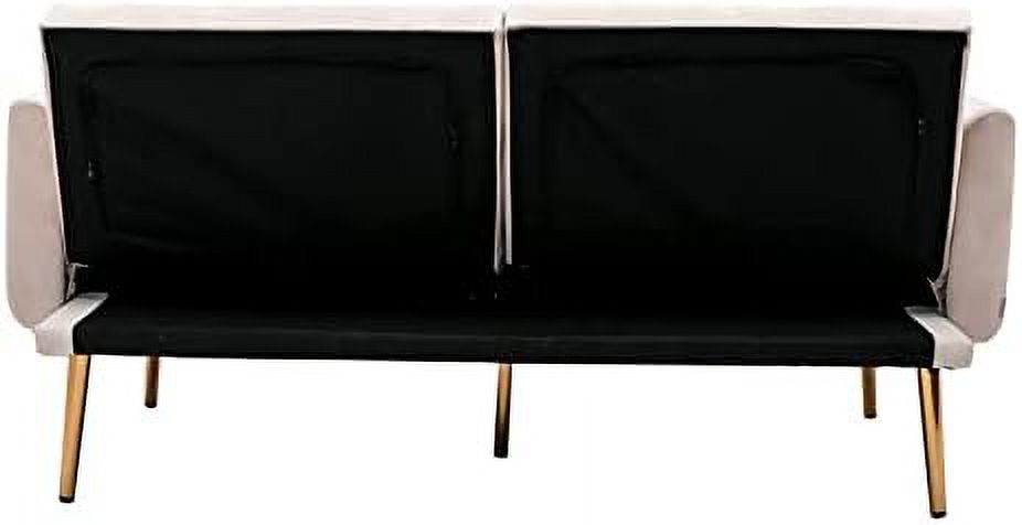 Green Velvet Convertible Sofa Bed with Gold Metal Feet K9856