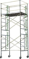 14'2 HIGH 3 Decks Aluminum Plywood Deck Guard Rail Scaffold Rolling Tower F35986