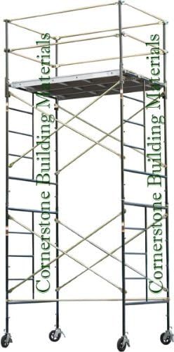 14'2 HIGH 3 Decks Aluminum Plywood Deck Guard Rail Scaffold Rolling Tower F35986