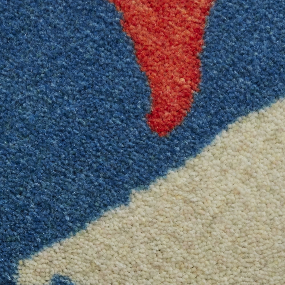 Navy Blue & Orange Precision Printed Area Rug L236